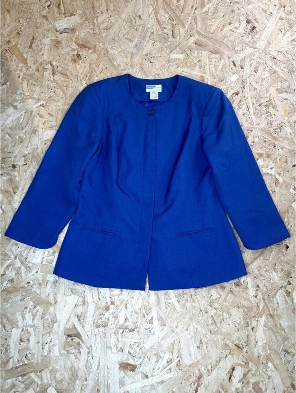 Executive Uniforms Womens Blue Collarless Blazer Jacket Size 8 Professional